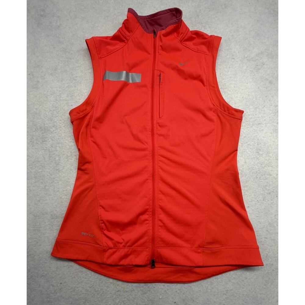 Nike Running Dri-FIT Shield Vest Womens Medium Coral Orange Running Reflective